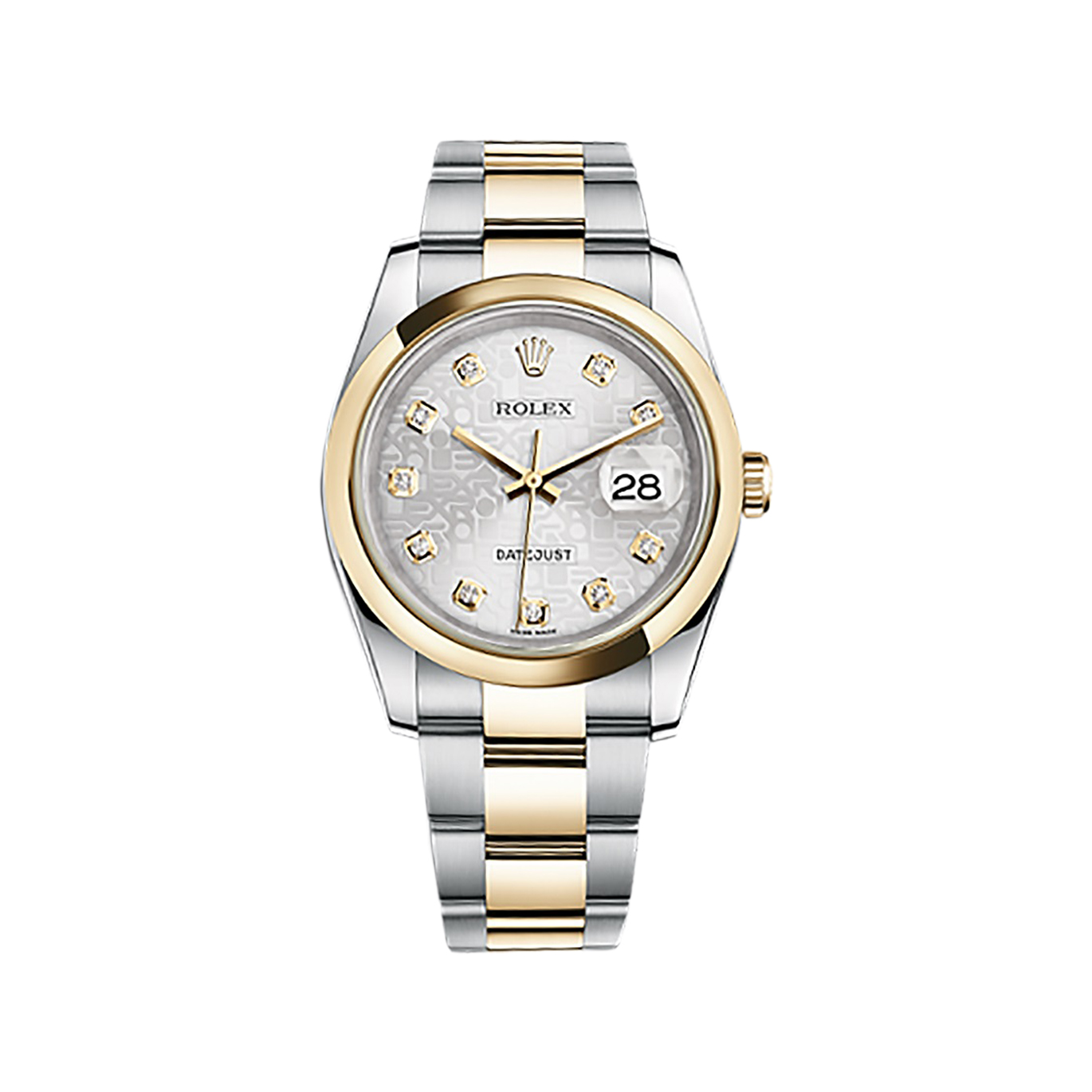 Datejust 36 116203 Gold & Stainless Steel Watch (Silver Jubilee Design Set with Diamonds) - Click Image to Close