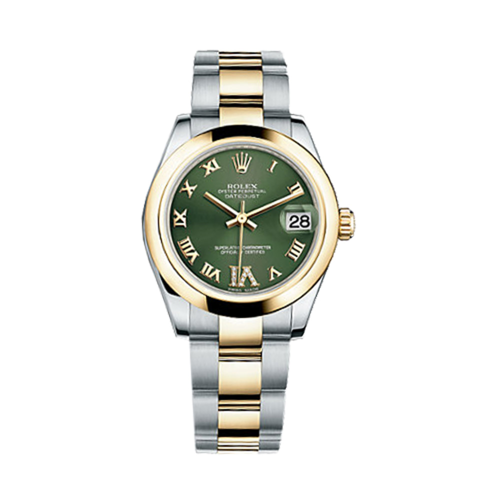 Datejust 31 178243 Gold & Stainless Steel Watch (Olive Green Set with Diamonds) - Click Image to Close
