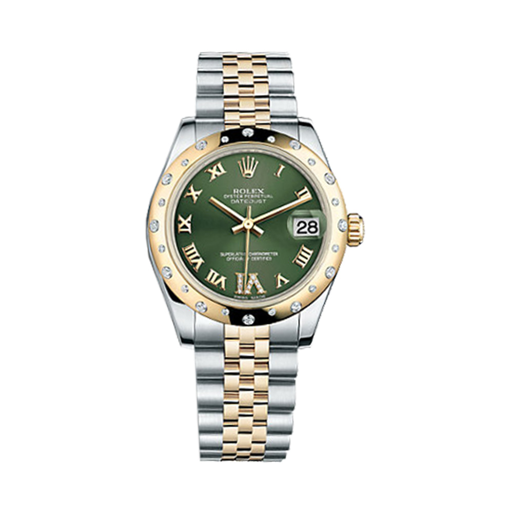 Datejust 31 178343 Gold & Stainless Steel Watch (Olive Green Set with Diamonds)