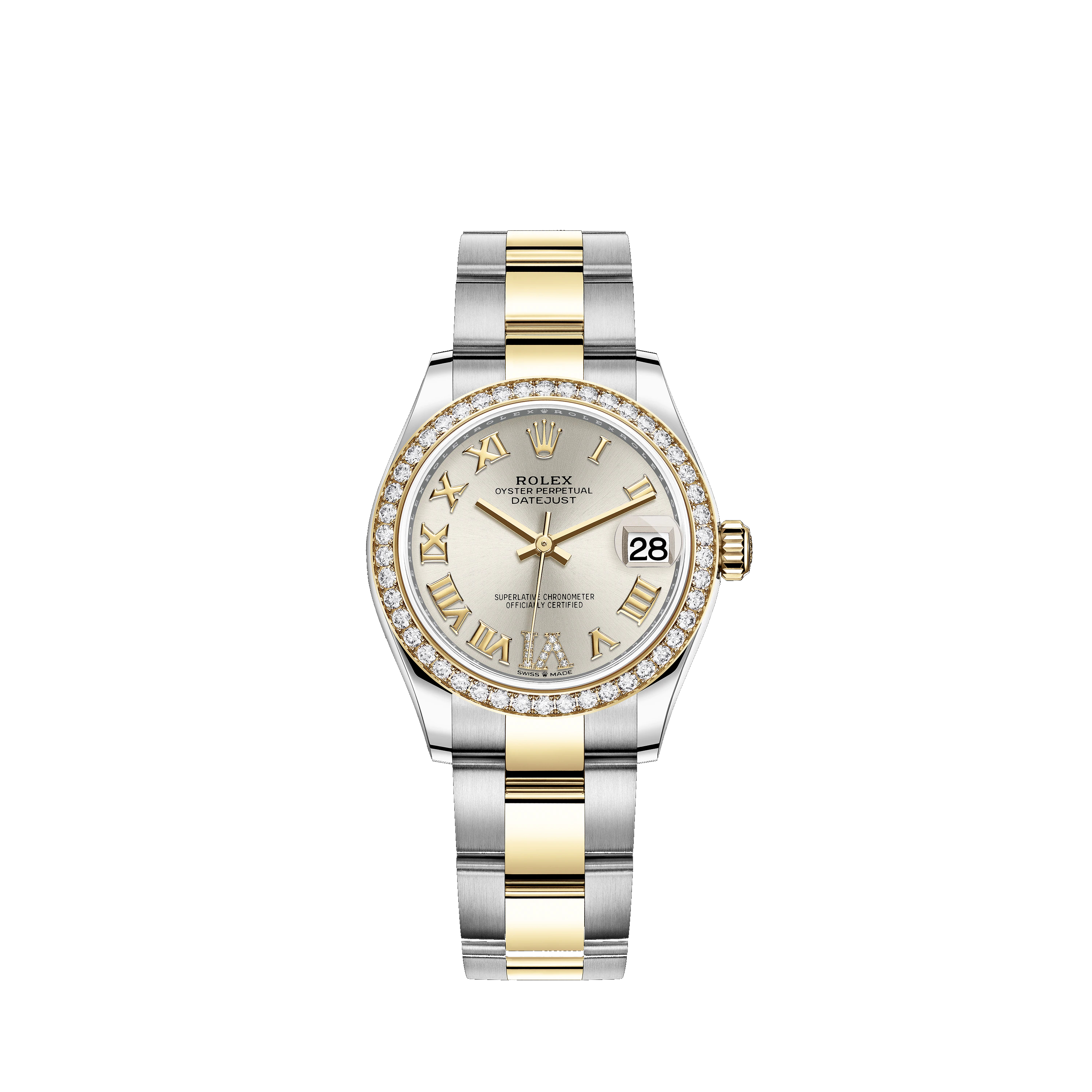 Datejust 31 278383RBR Gold & Stainless Steel Watch (Silver Set with Diamonds)