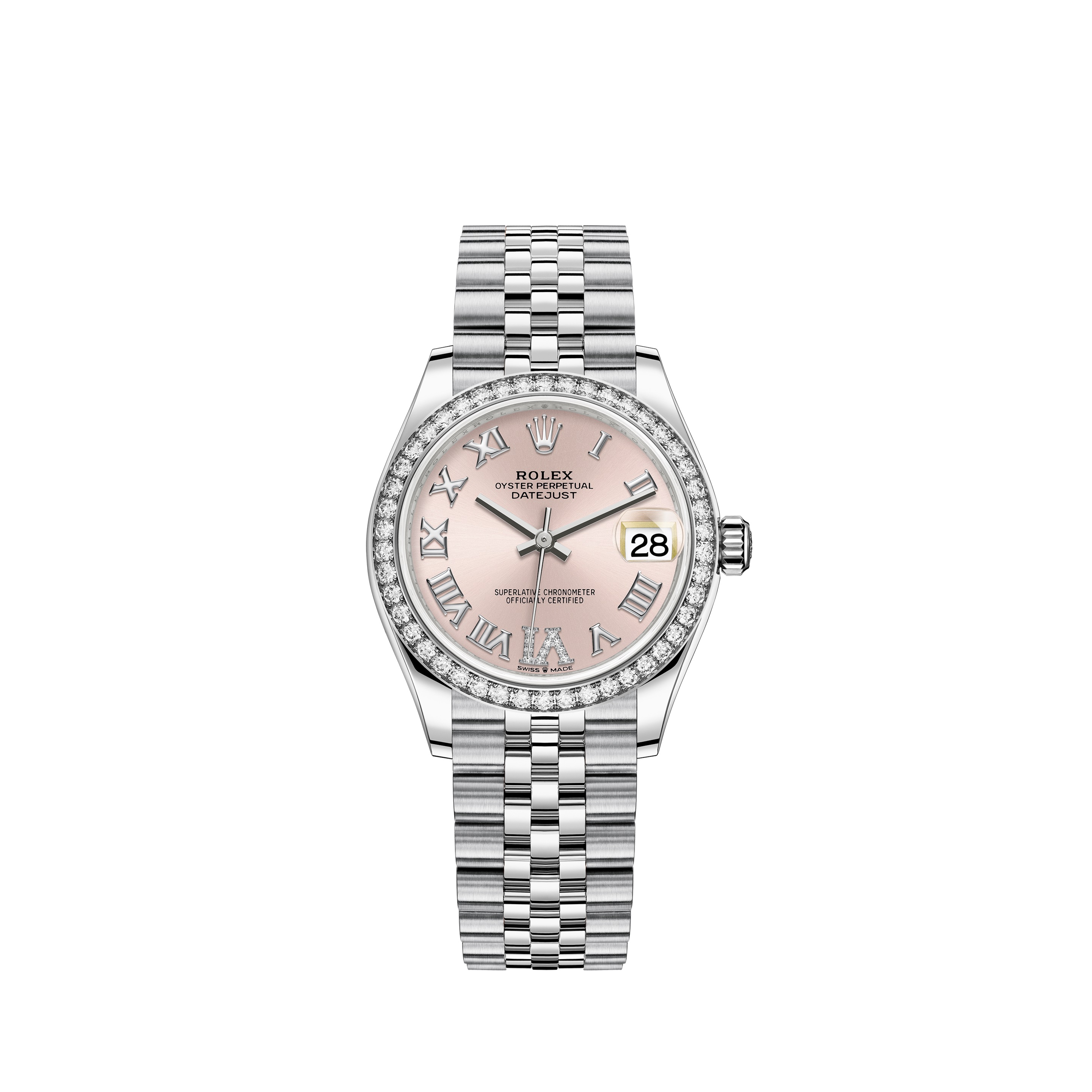 Datejust 31 278384RBR White Gold & Stainless Steel Watch (Pink Set with Diamonds) - Click Image to Close