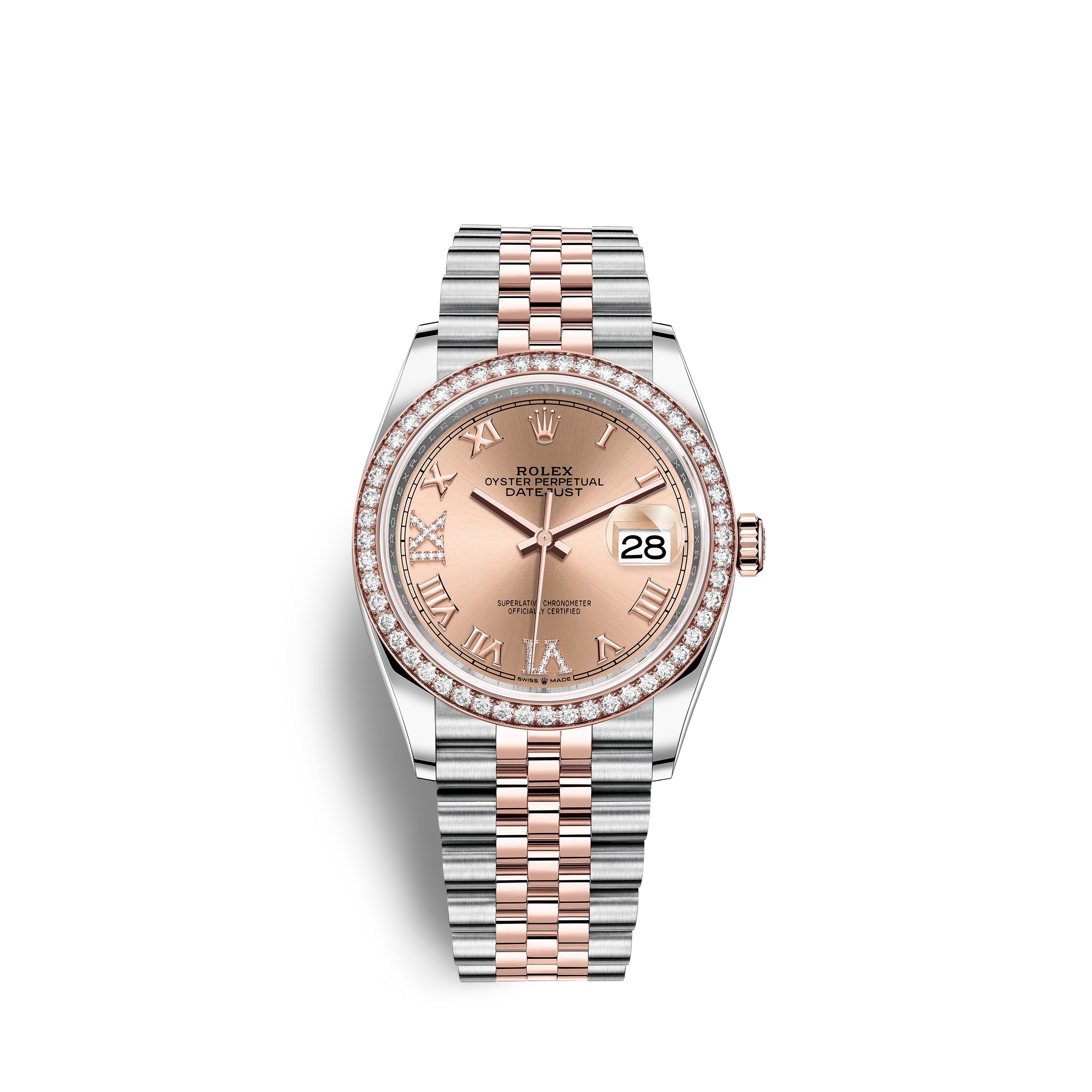 Datejust 36 126281RBR Rose Gold & Stainless Steel Watch (Rose Set with Diamonds) - Click Image to Close