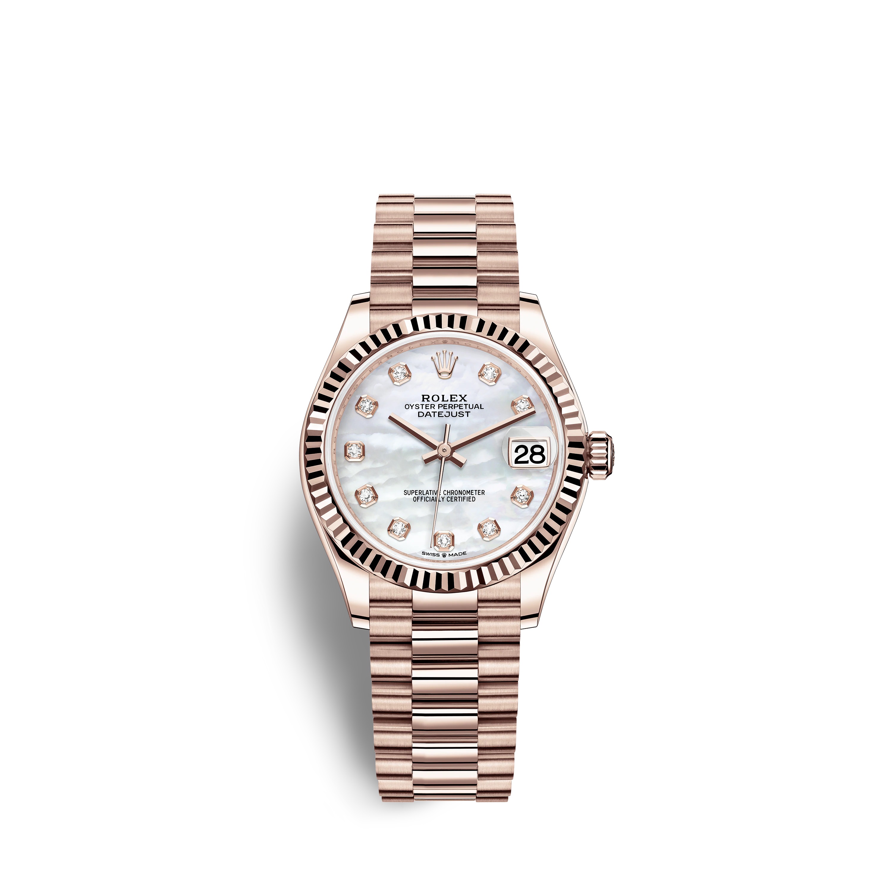 Datejust 31 278275 Rose Gold Watch (White Mother-of-Pearl Set with Diamonds)