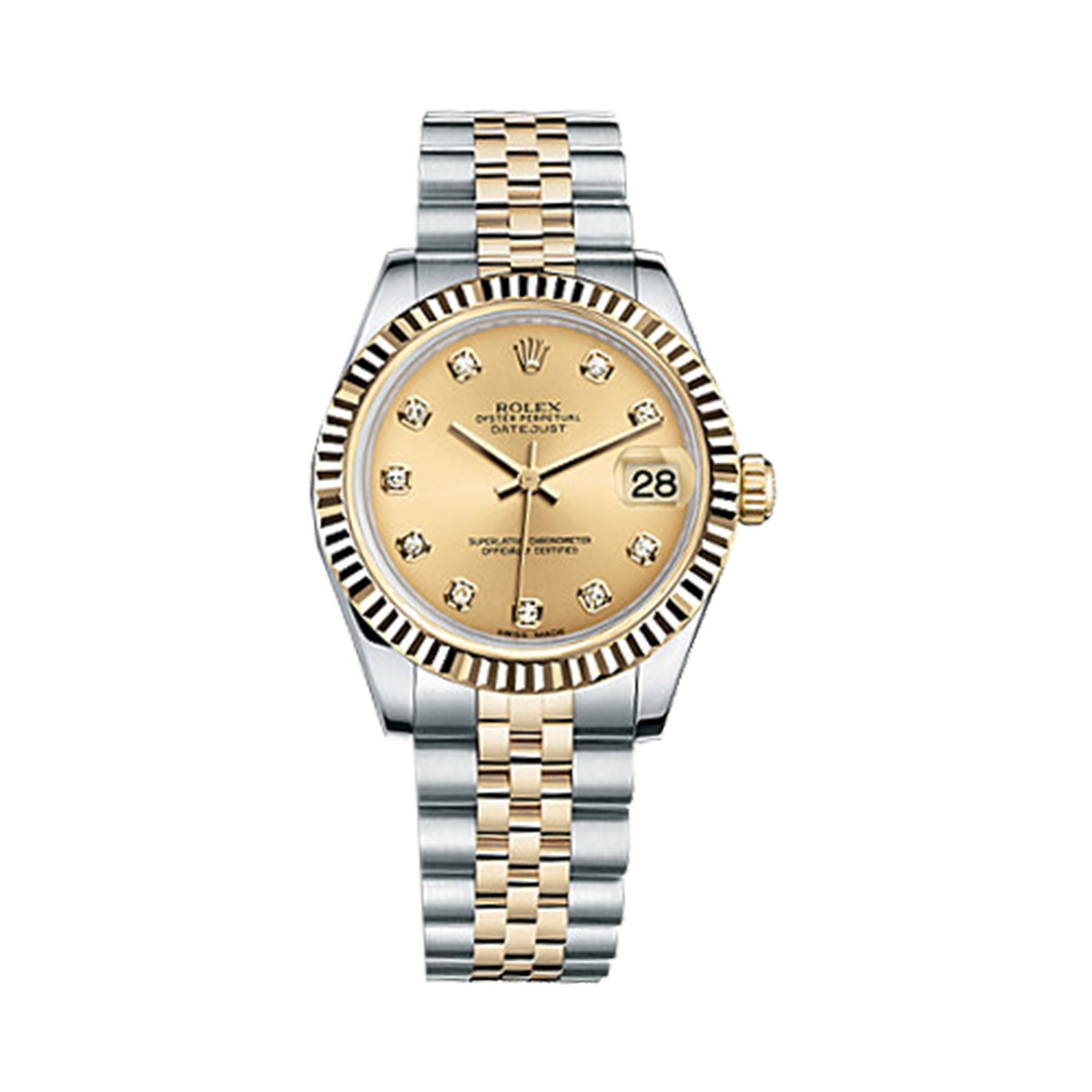 Datejust 31 178273 Gold & Stainless Steel Watch (Champagne Set with Diamonds)