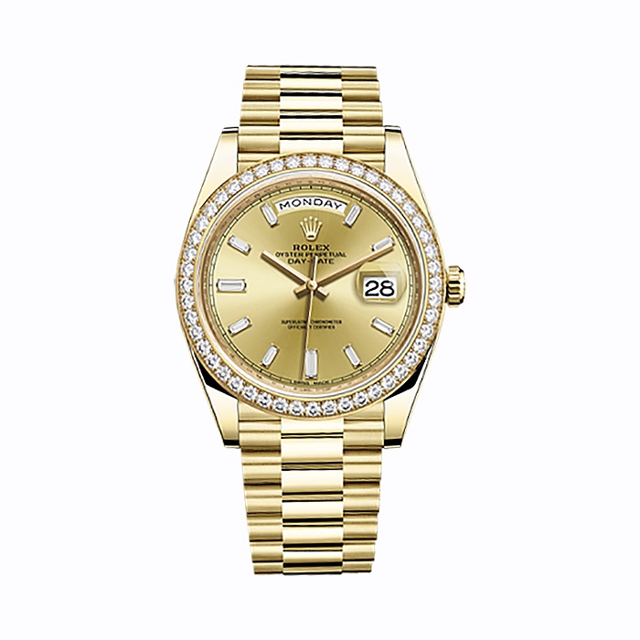 Day-Date 40 228348RBR Gold Watch (Champagne Set with Diamonds)