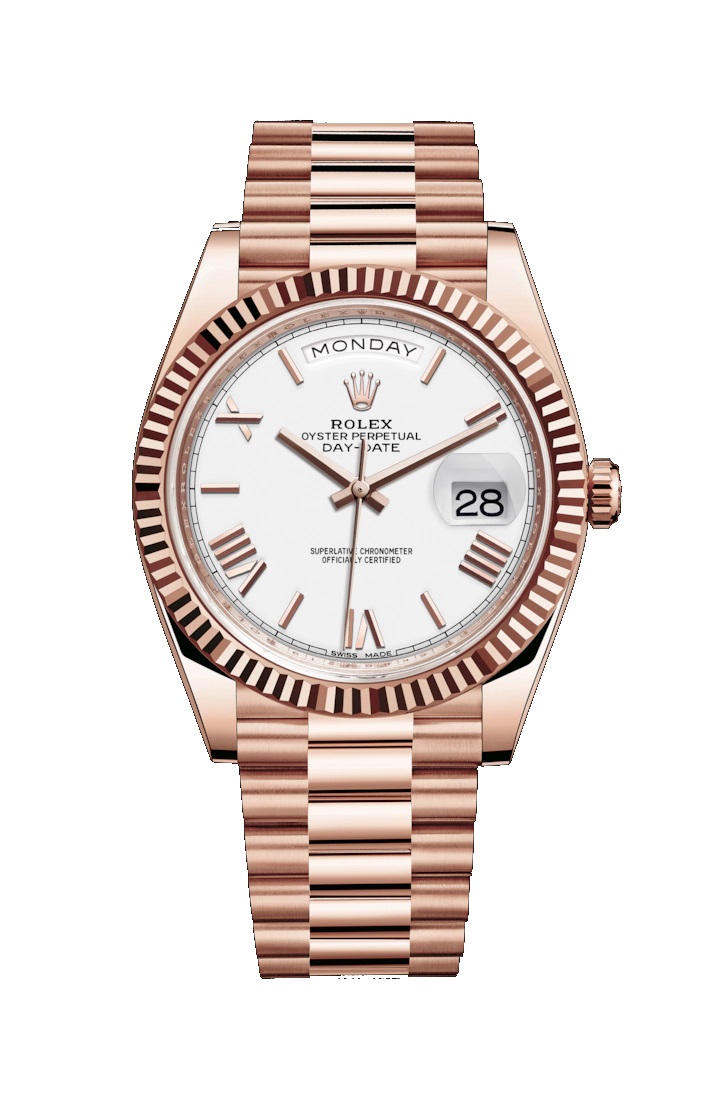 Day-Date 40 228235 Rose Gold Watch (White)