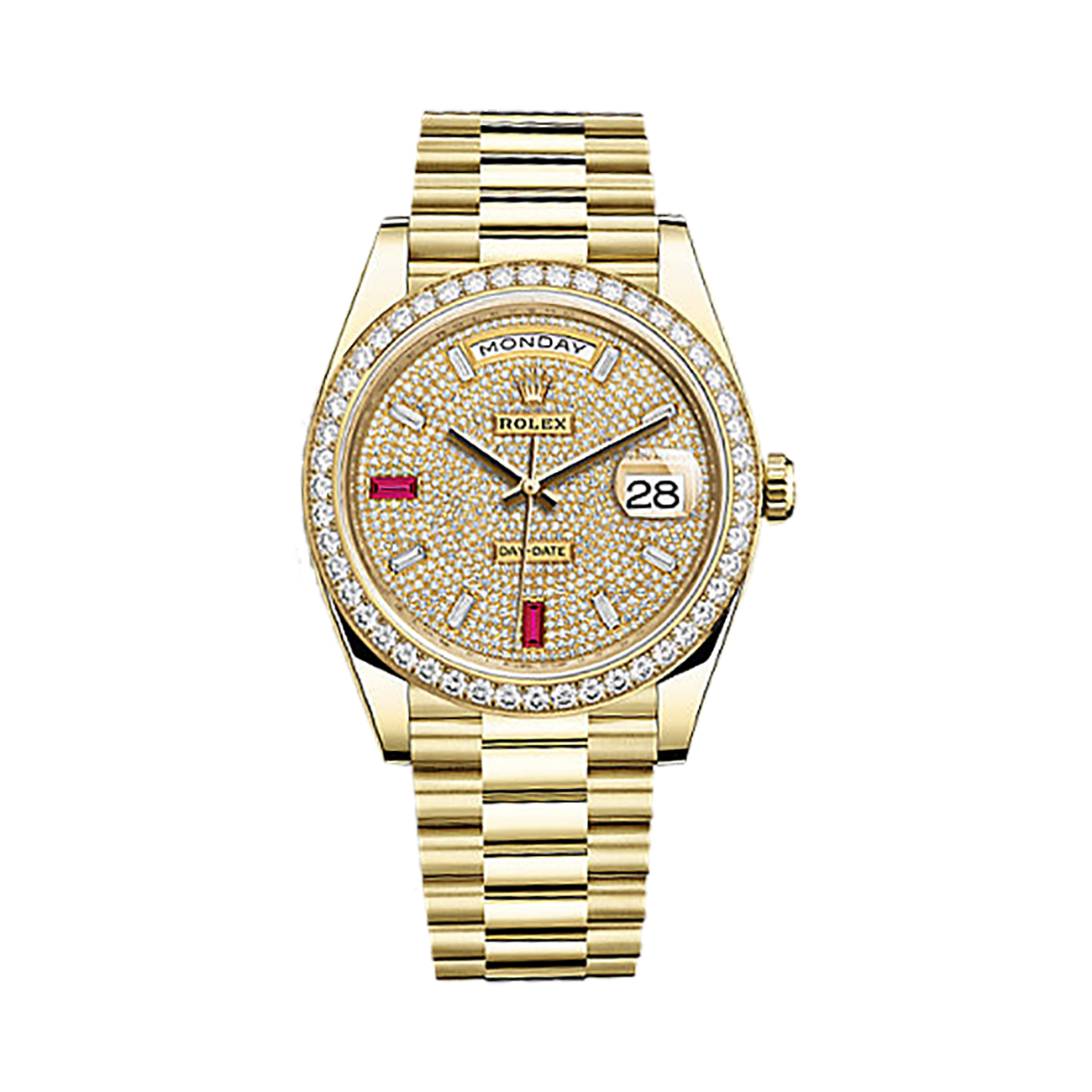 Day-Date 40 228348RBR Gold & Diamonds Watch (Paved with Diamonds and Rubies)