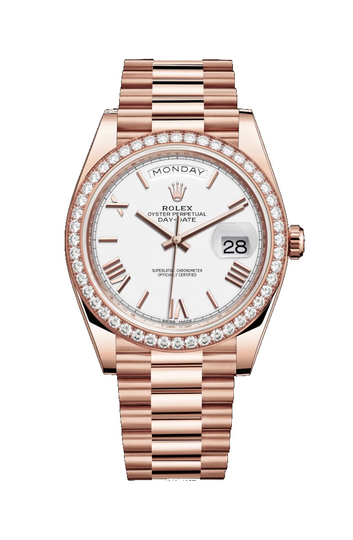 Day-Date 40 228345RBR Rose Gold & Diamonds Watch (White)