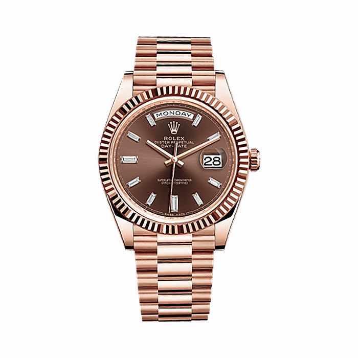 Day-Date 40 228235 Rose Gold Watch (Chocolate Set with Diamonds)