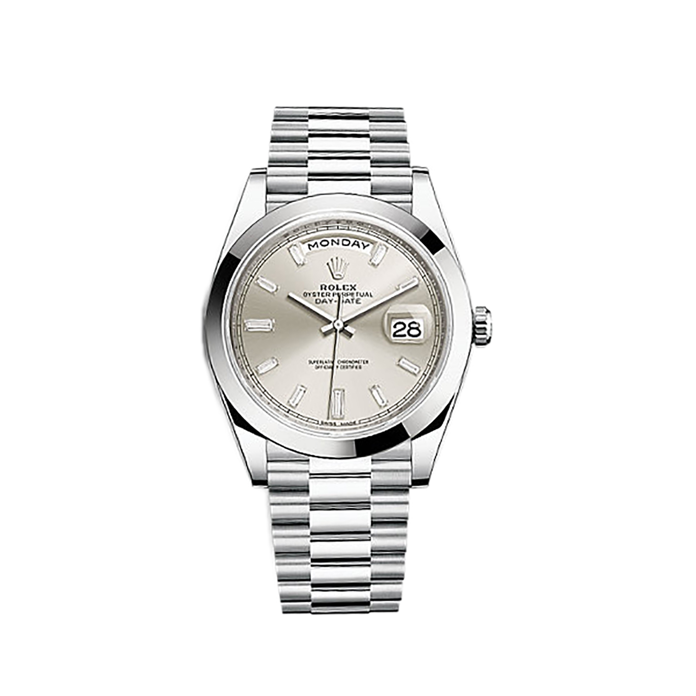 Day-Date 40 228206 Platinum Watch (Silver Set with Diamonds)