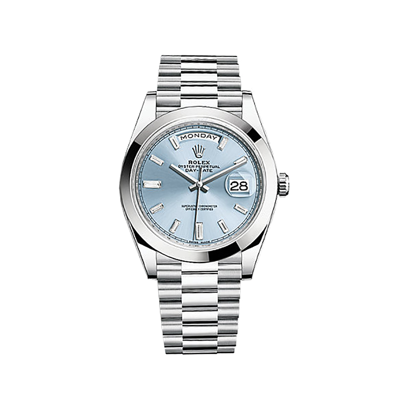 Day-Date 40 228206 Platinum Watch (Ice Blue Set with Diamonds) - Click Image to Close