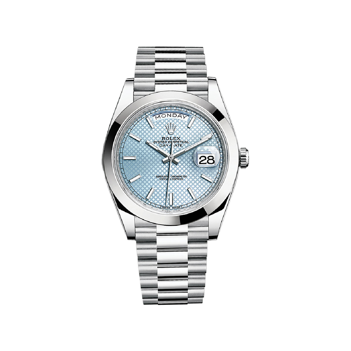 Day-Date 40 228206 Platinum Watch (Ice Blue Diagonal Motif)