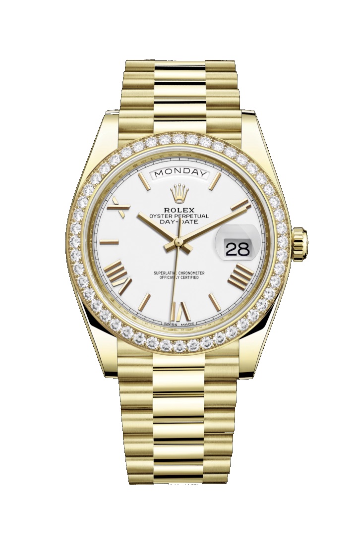 Day-Date 40 228348RBR Gold & Diamonds Watch (White)