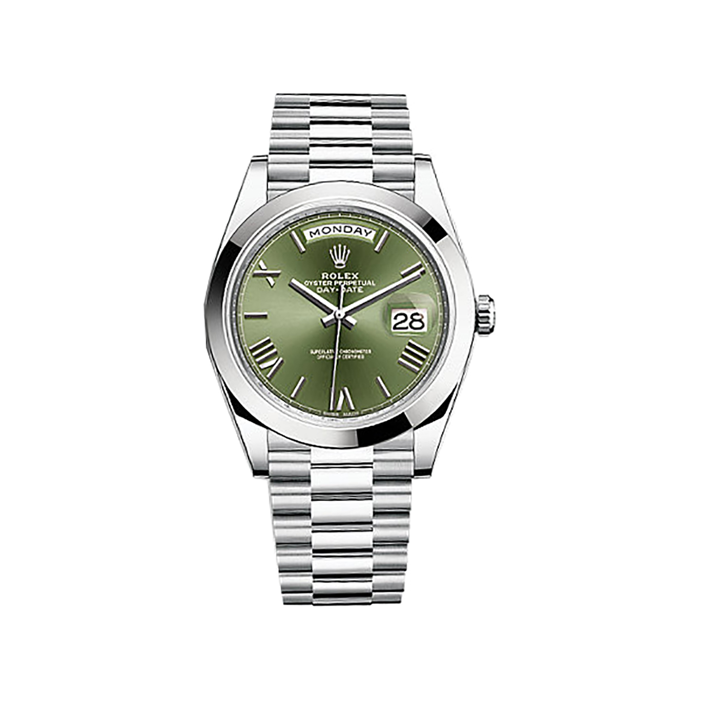 Day-Date 40 228206 Platinum Watch (Olive Green) - Click Image to Close