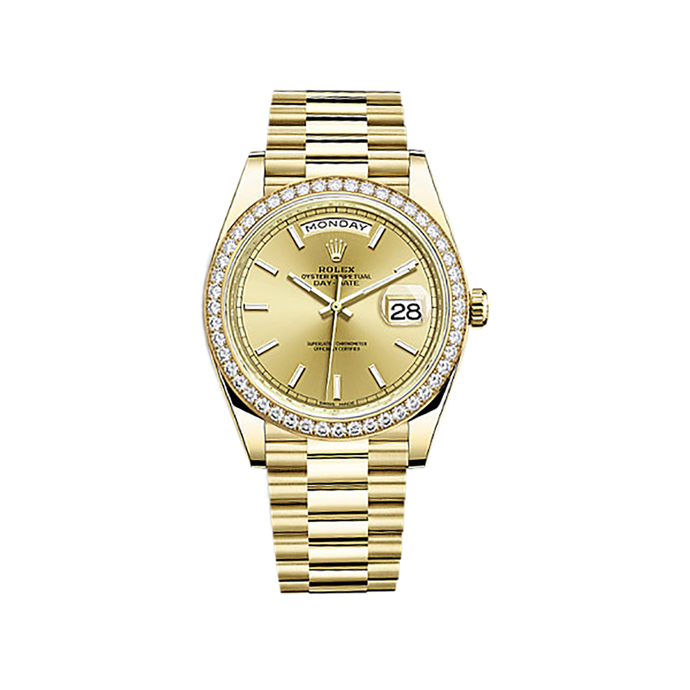 Day-Date 40 228348RBR Gold & Diamonds Watch (Champagne)