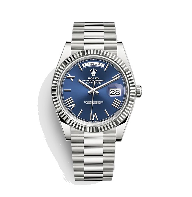 Day-Date 40 228239 White Gold Watch (Blue)