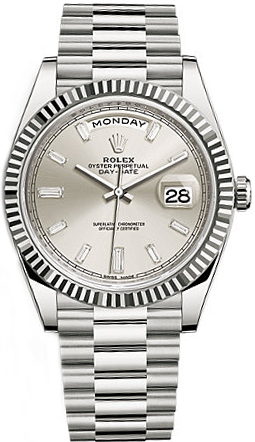 Day-Date 40 228239 White Gold Watch (Silver Set with Diamonds)