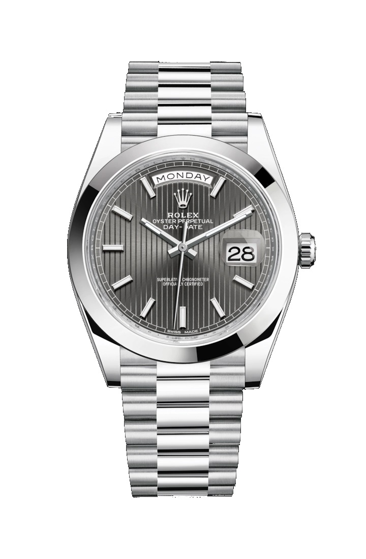 Day-Date 40 228206 Platinum Watch (Dark Rhodium, Stripe Motif)