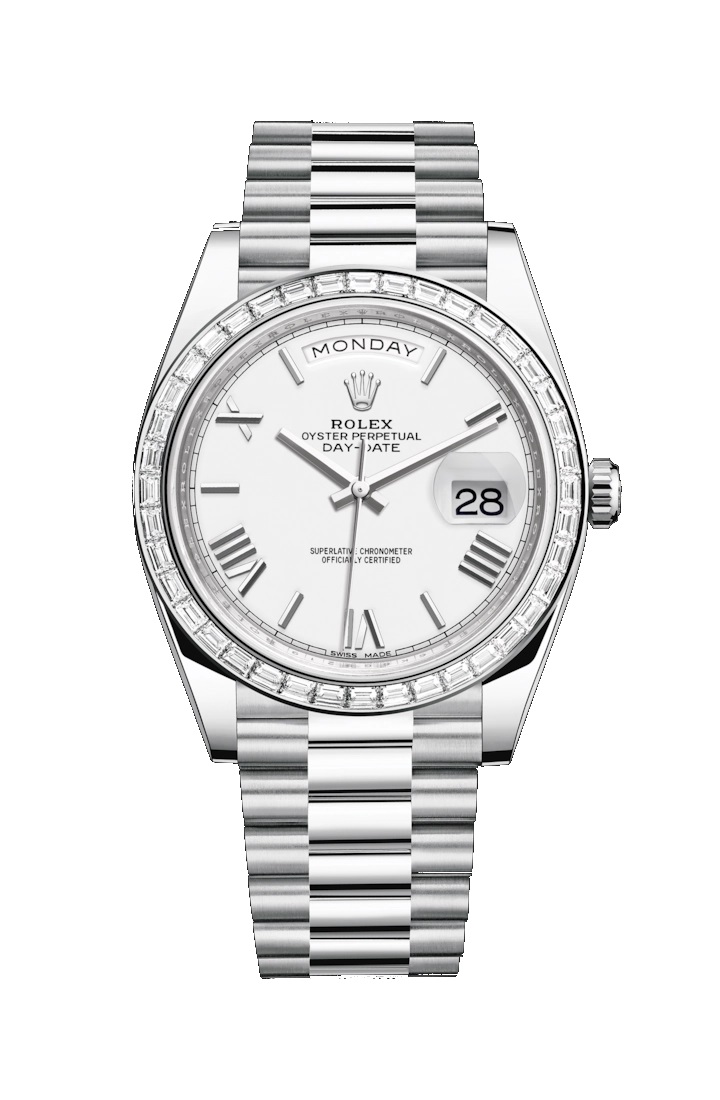 Day-Date 40 228396TBR Platinum & Diamonds Watch (White)