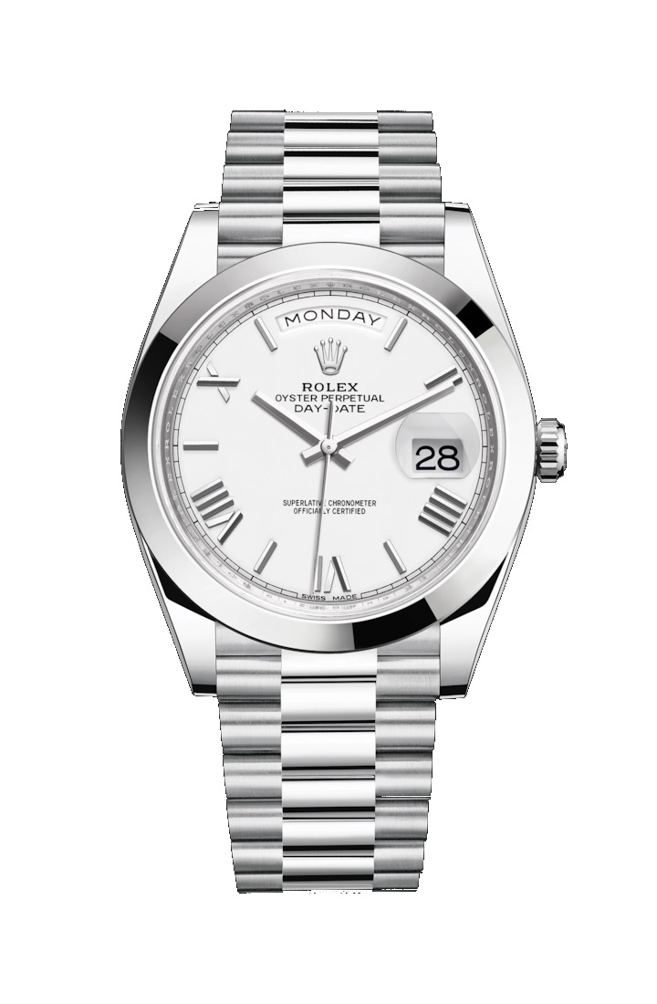 Day-Date 40 228206 Platinum Watch (White)
