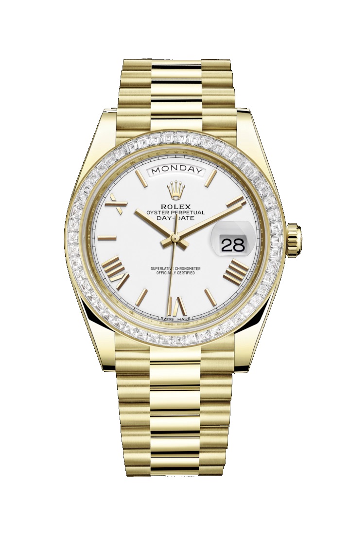 Day-Date 40 228398TBR Gold & Diamonds Watch (White)