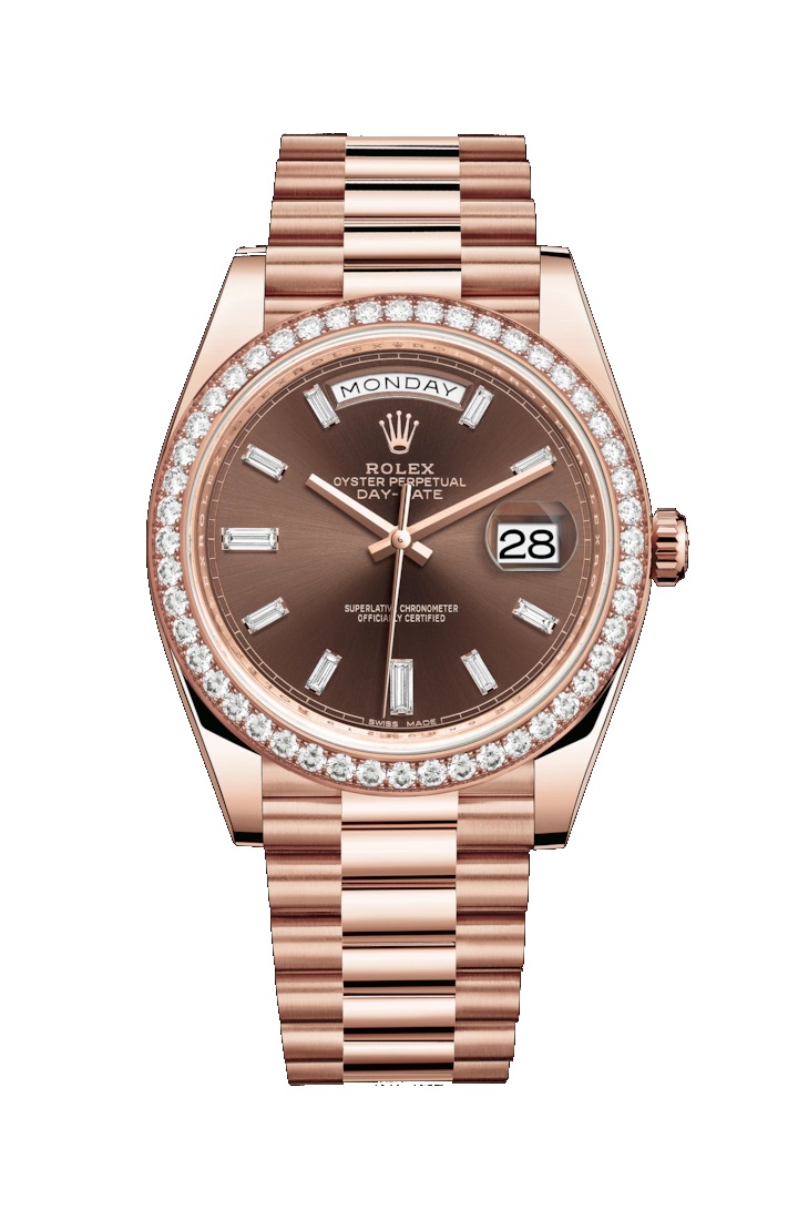Day-Date 40 228345RBR Rose Gold & Diamonds Watch (Chocolate Set with Diamonds)