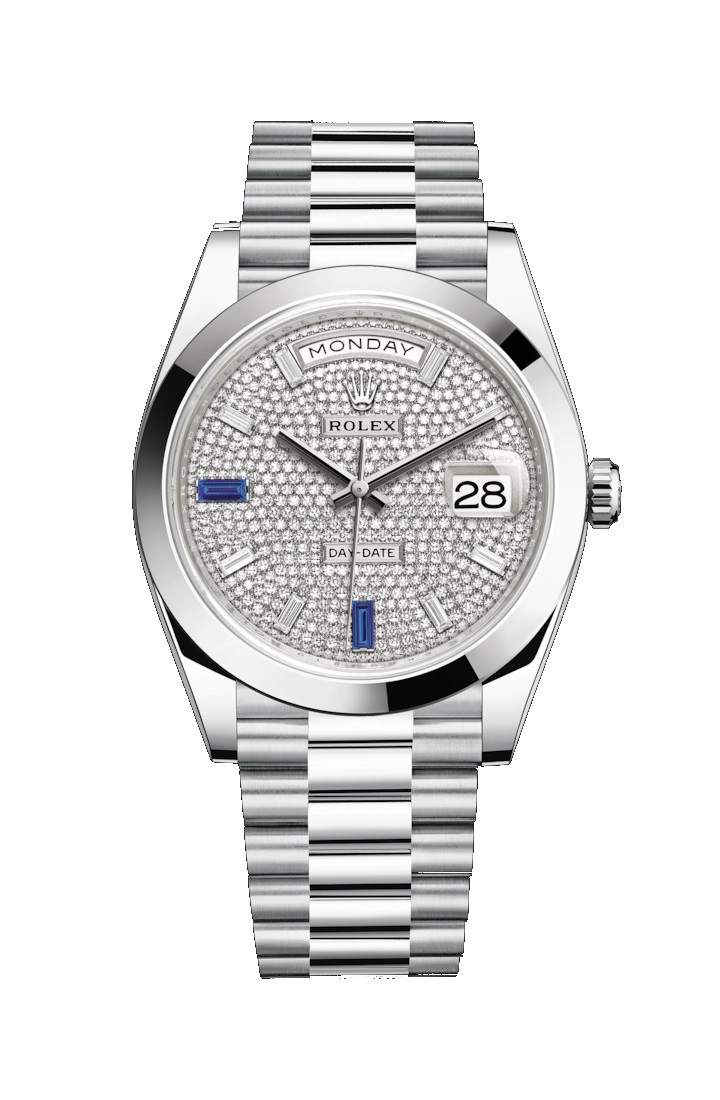Day-Date 40 228206 Platinum Watch (Paved with Diamonds and Sapphires) - Click Image to Close