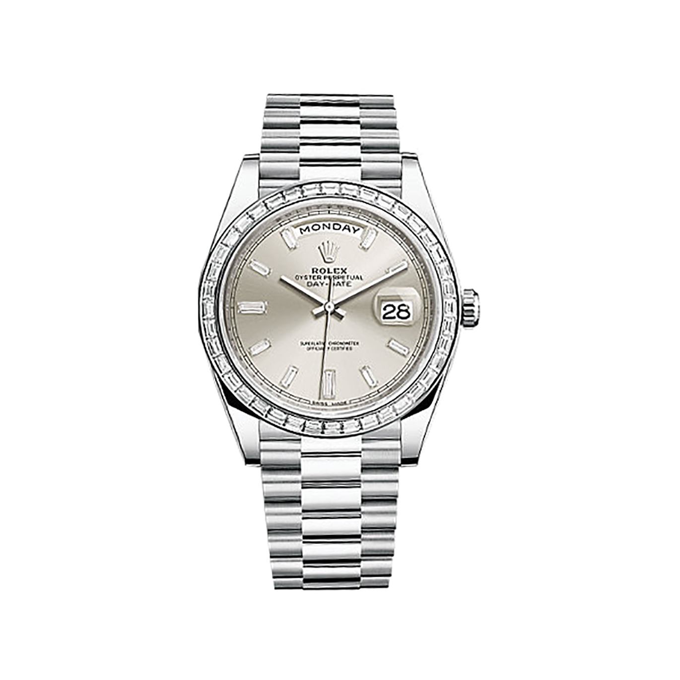 Day-Date 40 228396TBR Platinum & Diamonds Watch (Silver Set with Diamonds)
