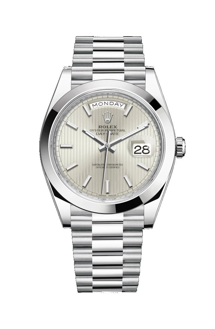 Day-Date 40 228206 Platinum Watch (Silver, Stripe Motif)