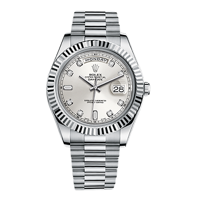 Day-Date II 218239 White Gold Watch (Silver Set with Diamonds)