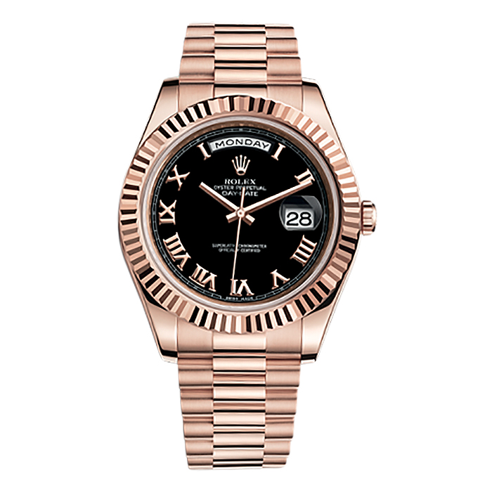 Day-Date II 218235 Rose Gold Watch (Black)