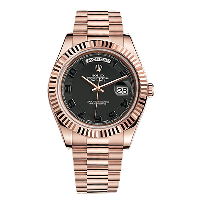 Day-Date II 218235 Rose Gold Watch (Black Concentric)