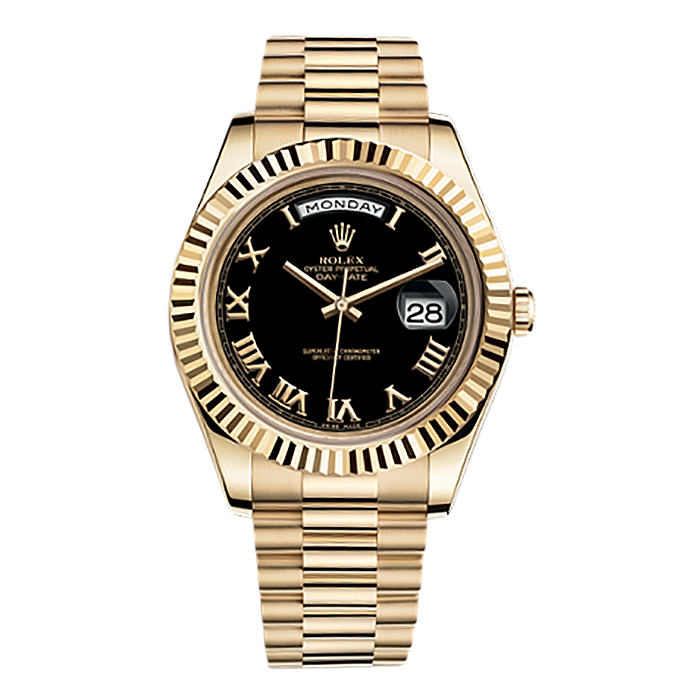 Day-Date II 218238 Gold Watch (Black)