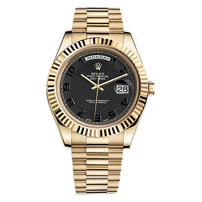 Day-Date II 218238 Gold Watch (Black Concentric)