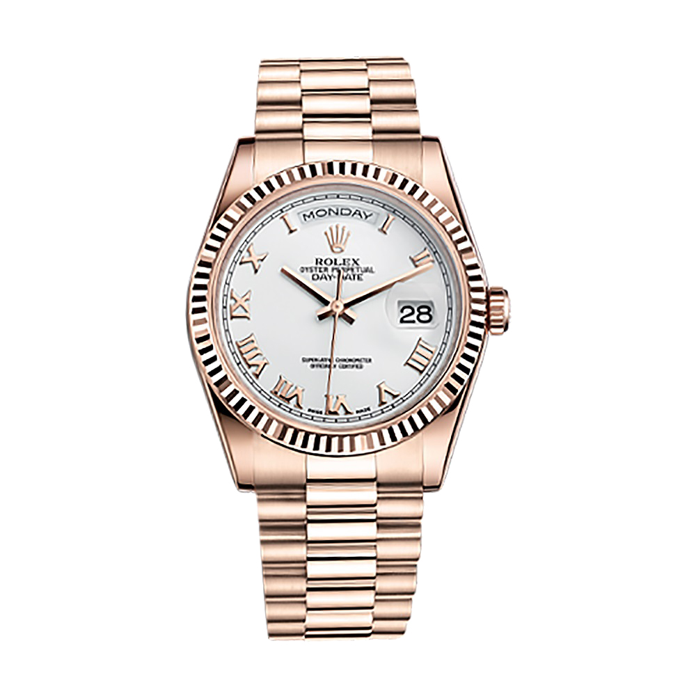 Day-Date 36 118235 Rose Gold Watch (White)