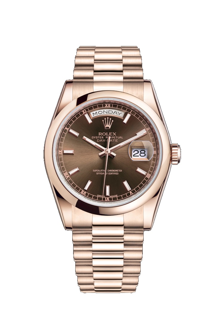 Day-Date 36 118205F Rose Gold Watch (Chocolate)