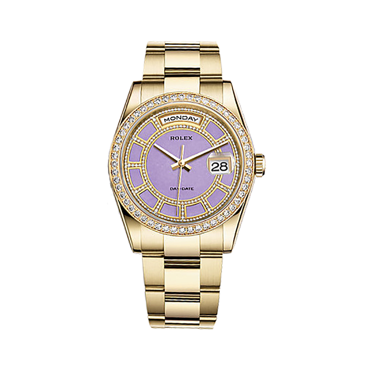 Day-Date 36 118348 Gold & Diamonds Watch (Carousel of Lavender Jade)