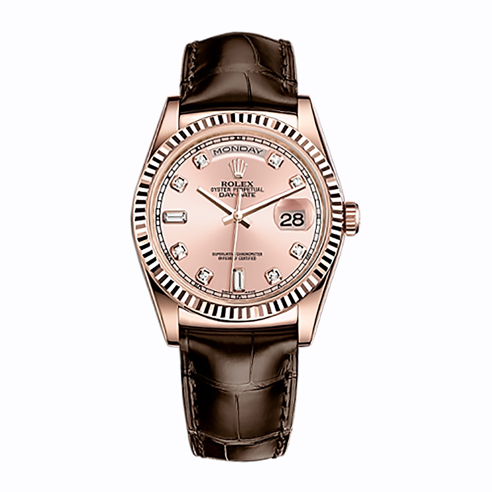 Day-Date 36 118135 Rose Gold Watch (Pink Set with Diamonds) - Click Image to Close