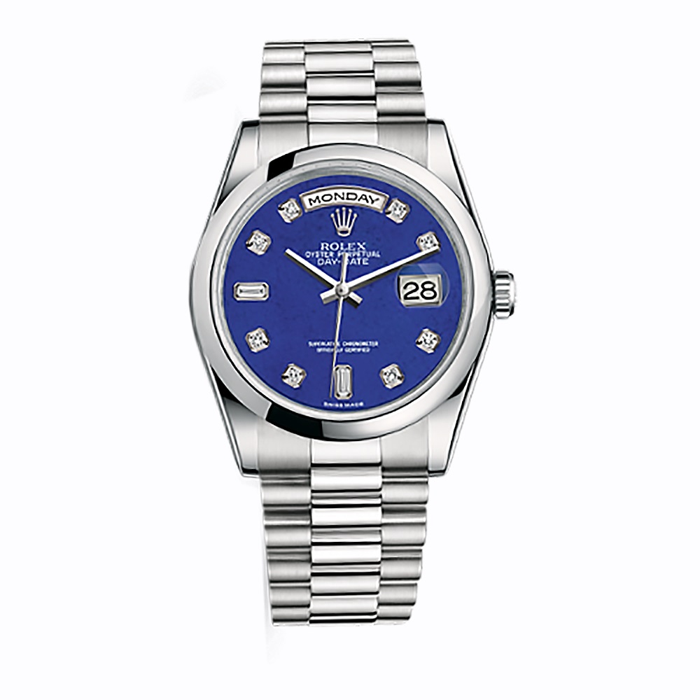 Day-Date 36 118206 Platinum Watch (Lapis Lazuli Set with Diamonds)