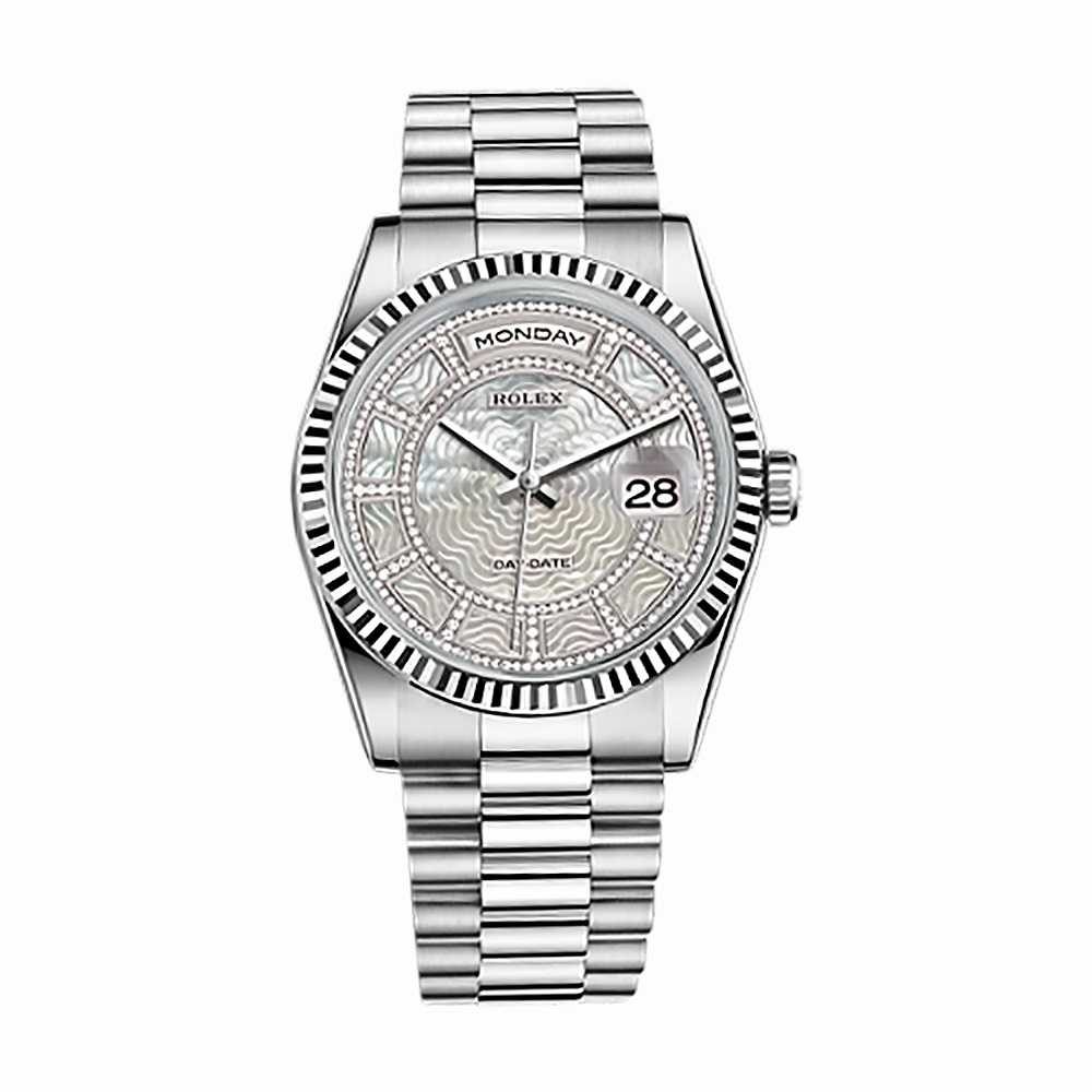Day-Date 36 118239 White Gold Watch (Carousel of White Mother-of-Pearl)