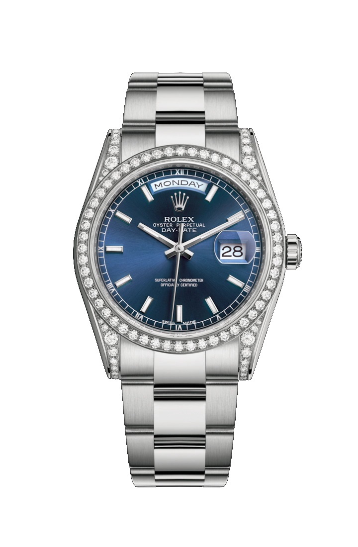 Day-Date 36 118389 White Gold & Diamonds Watch (Blue)