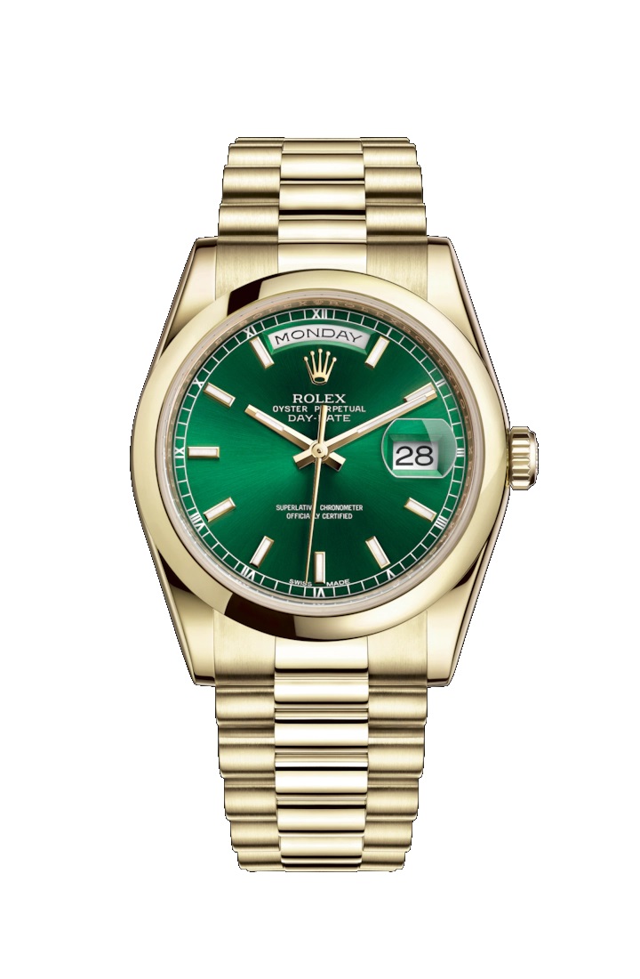 Day-Date 36 118208 Gold Watch (Green)
