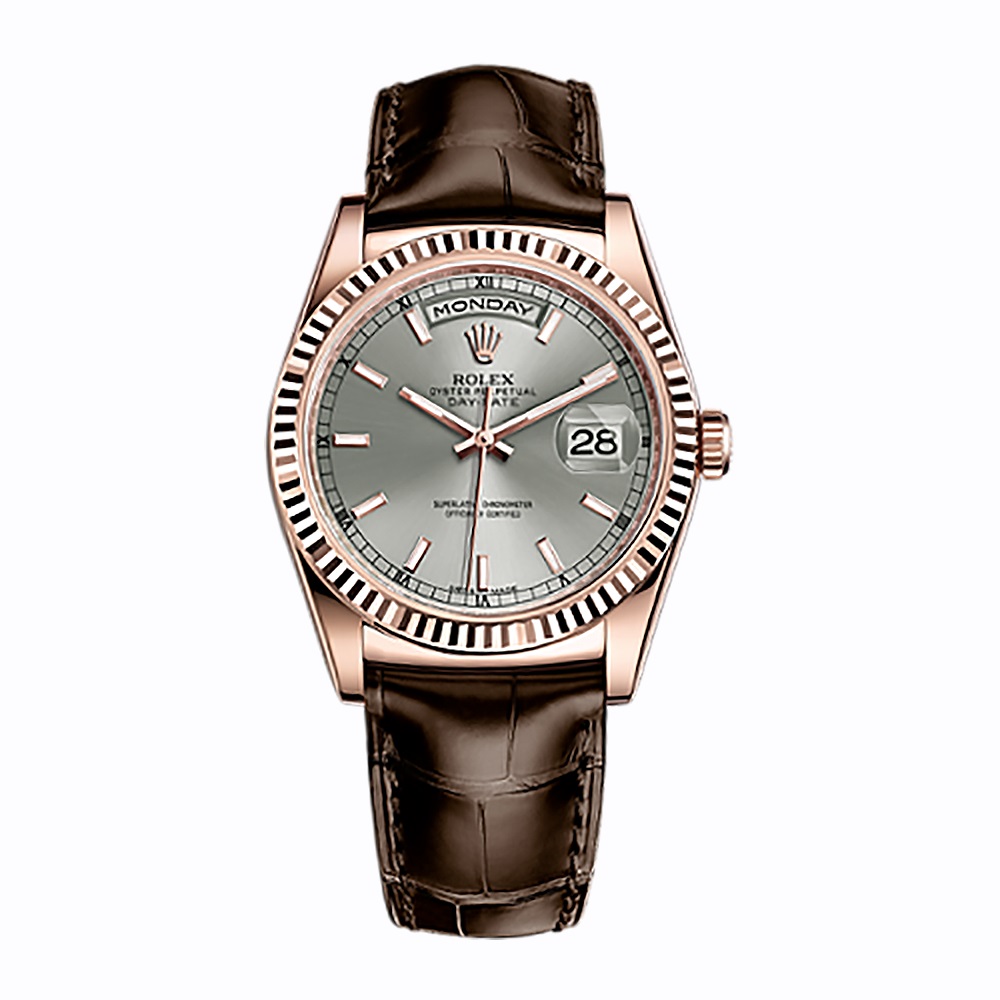 Day-Date 36 118135 Rose Gold Watch (Rhodium) - Click Image to Close