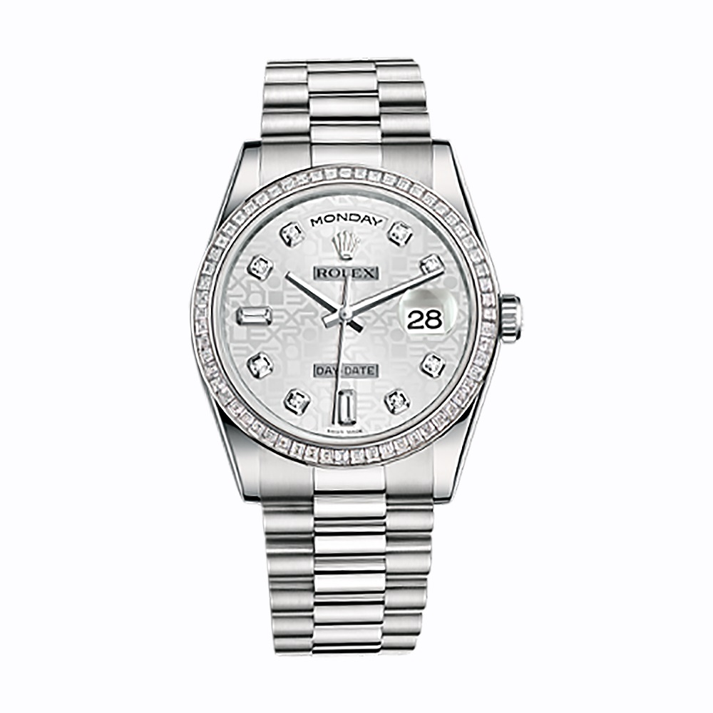 Day-Date 118399BR White Gold Watch (Silver Jubilee Design Set with Diamonds)