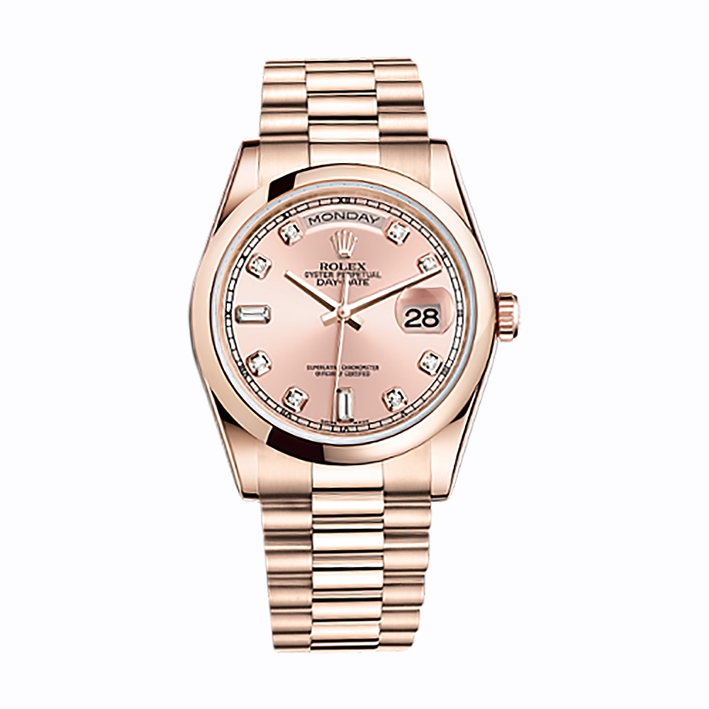 Day-Date 36 118205 Rose Gold Watch (Pink Set with Diamonds)