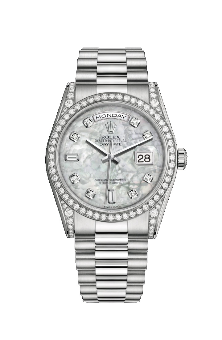 Day-Date 36 118389 White Gold & Diamonds Watch (White Mother-of-Pearl Set with Diamonds)