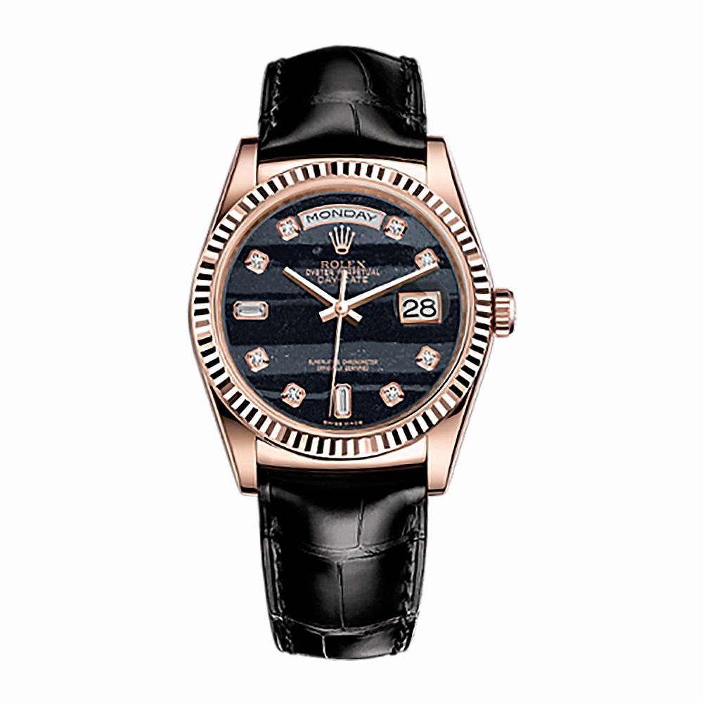 Day-Date 36 118135 Rose Gold Watch (Ferrite Set with Diamonds)