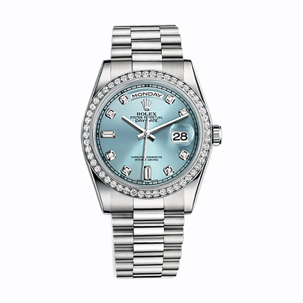 Day-Date 36 118346 Platinum Watch (Ice Blue Set with Diamonds)