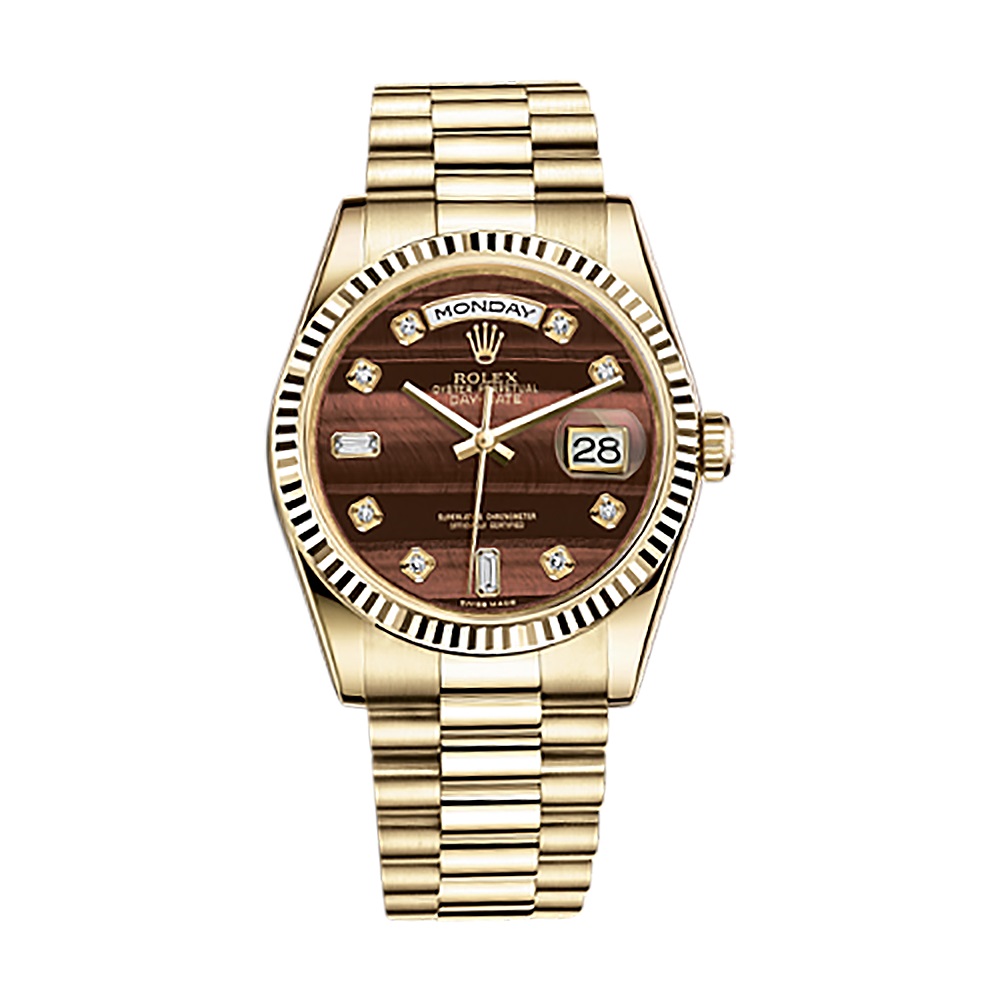 Day-Date 36 118238 Gold Watch (Bull'S Eye Set with Diamonds) - Click Image to Close