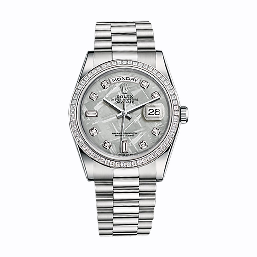 Day-Date 118399BR White Gold Watch (Meteorite Set with Diamonds)